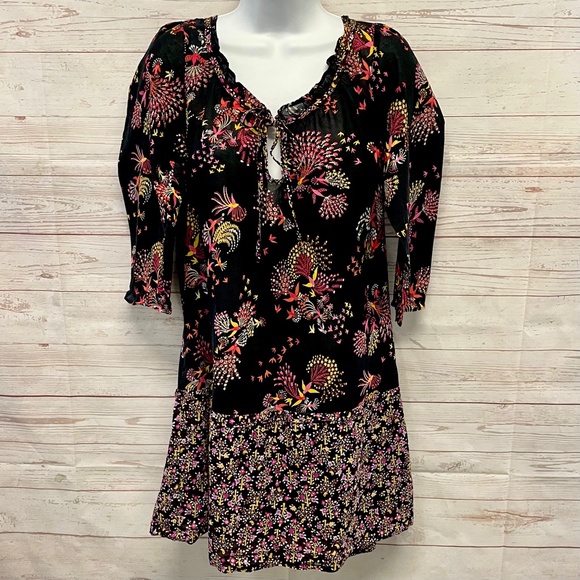Anthropologie Lilka Floral Bird Print Cotton Dress - Picture 2 of 10